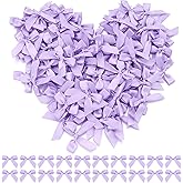 Loomesh Purple Mini Bows 1.57” Small Satin Ribbon Bows for Cake Treats Premade Hair Bow for Crafts Gift Wrapping Balloons Party Decoration Sewing 100PCS