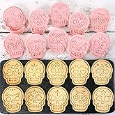 Day of the Dead Sugar Skull Cookie Cutters Set, 10-Piece DÃa de los Muertos Halloween Cookie Mold Kit, Reusable Embossed Skull Face Biscuit Stamps (Sugar Skull)