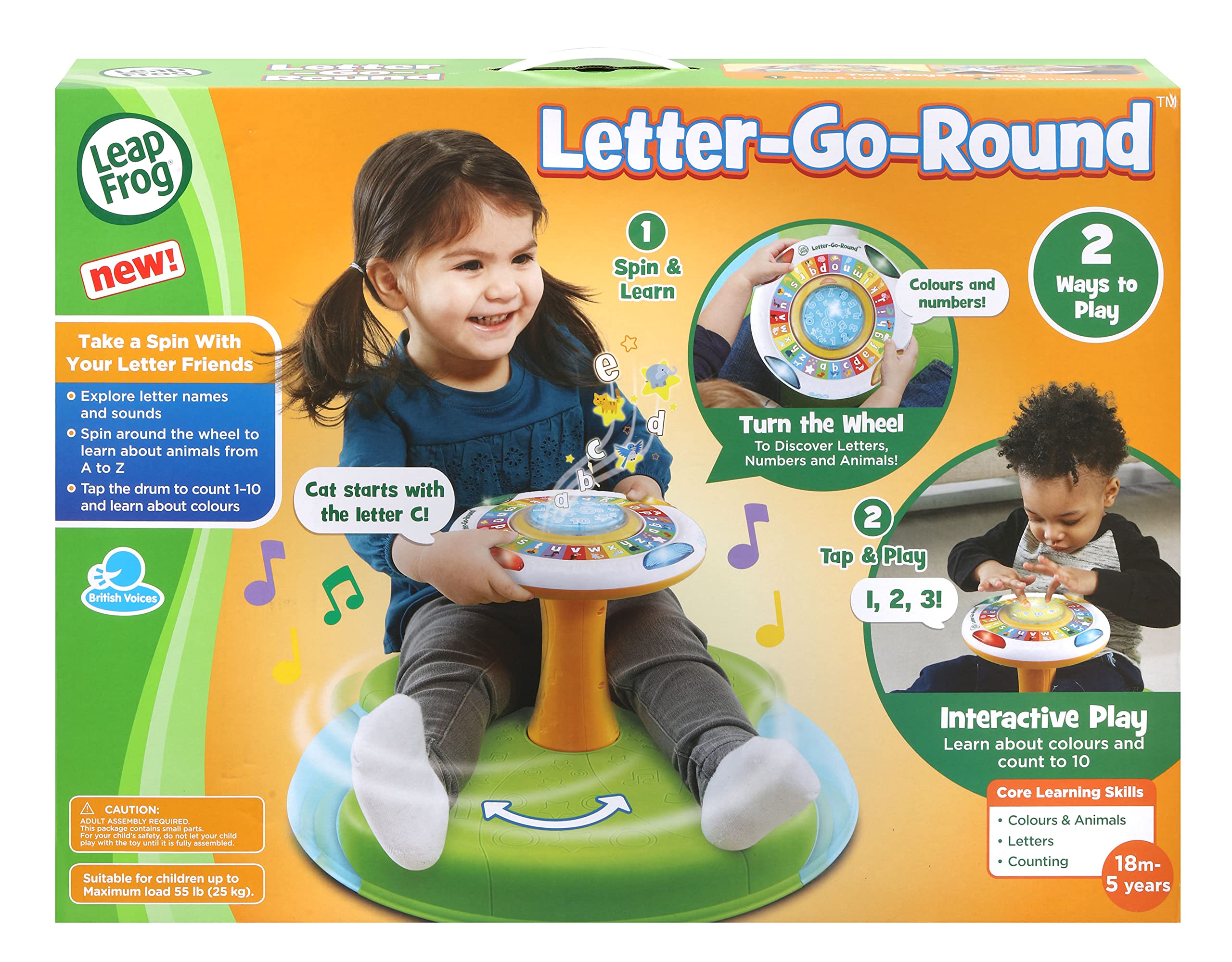LeapFrog Letter-Go-Round, Educational Toy with Letters and Numbers, Spinning Toy with 3 Different Modes to teach Animals, Numbers, Colours and Counting, Preschool Toys for Girls and Boys, 18 Months +