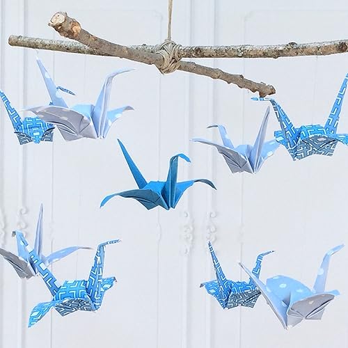 Amazoncom Origami Crane Blue Baby Mobile Handmade