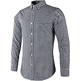 Men's Plaid Casual Slim Fit Long Sleeve Button Down Dress Shirts