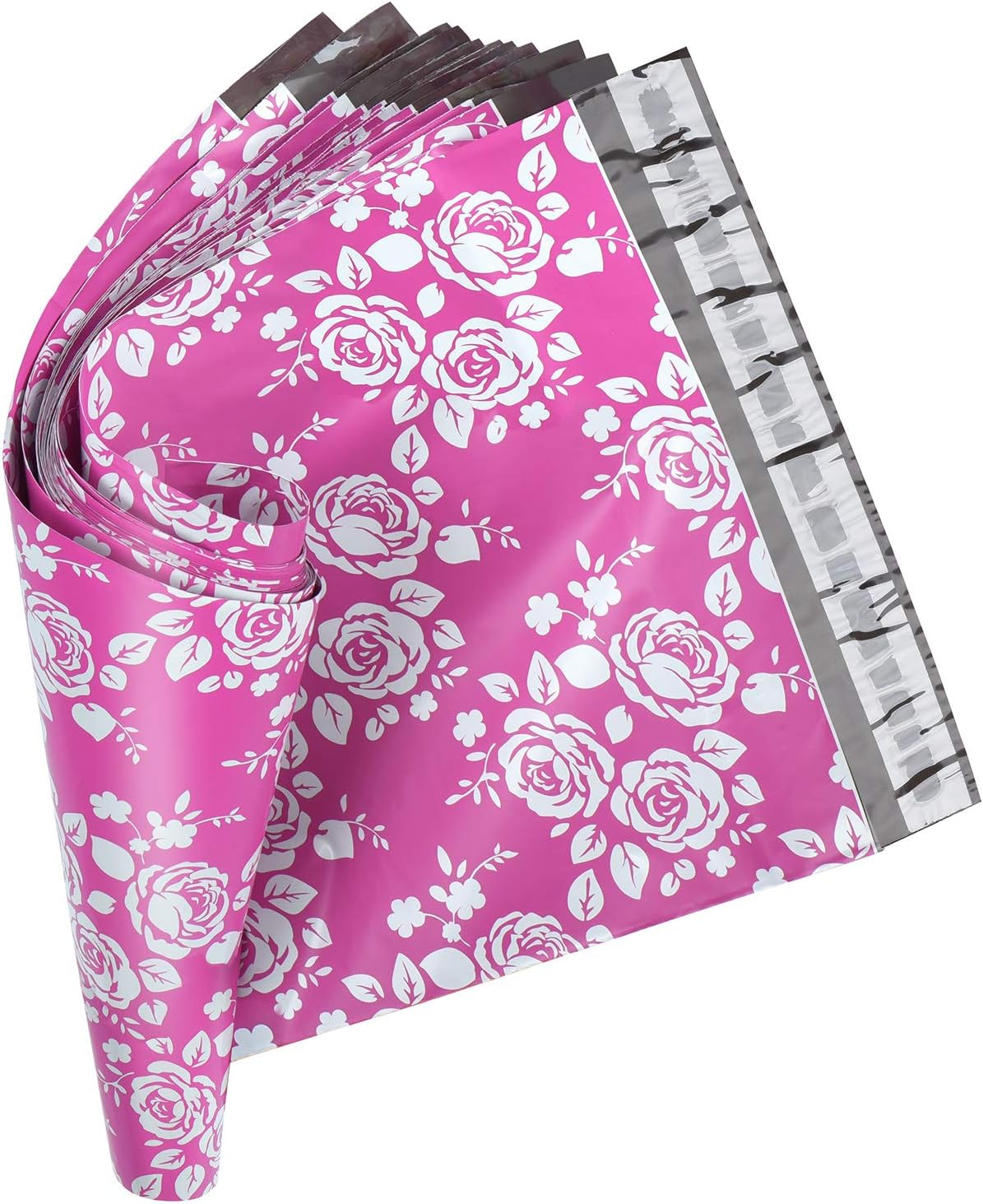 Metronic 10X13 Rose Floral Pattern 100 Pack Poly Mailers Envelope Plastic Custom Mailing & Shipping Bags - Self Seal in Pink : Office Products