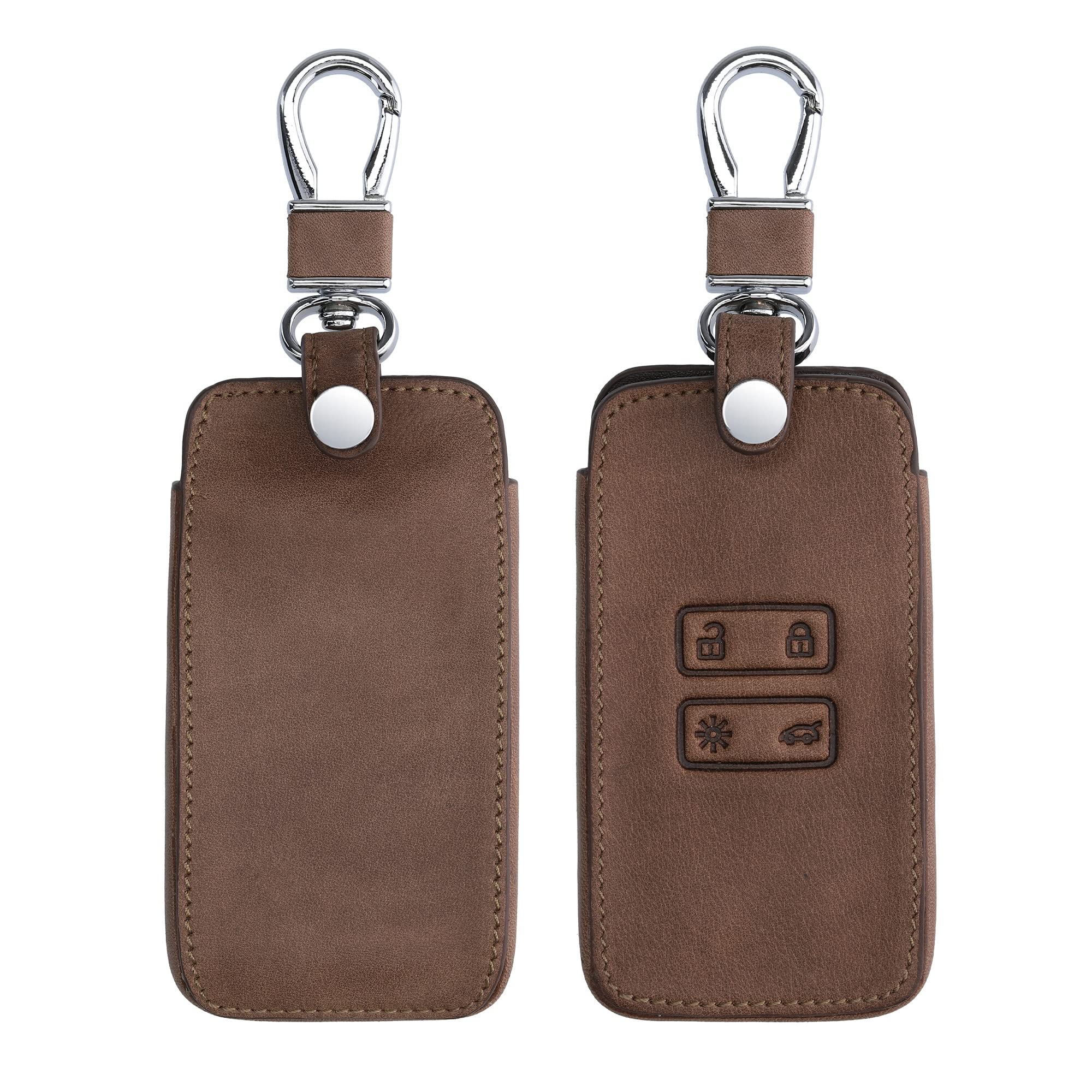 kwmobile Key Cover Compatible with Renault 4 Button Car Key Smart Key (only Keyless Go) - Faux Leather Car Key Fob Protector - Dark Brown