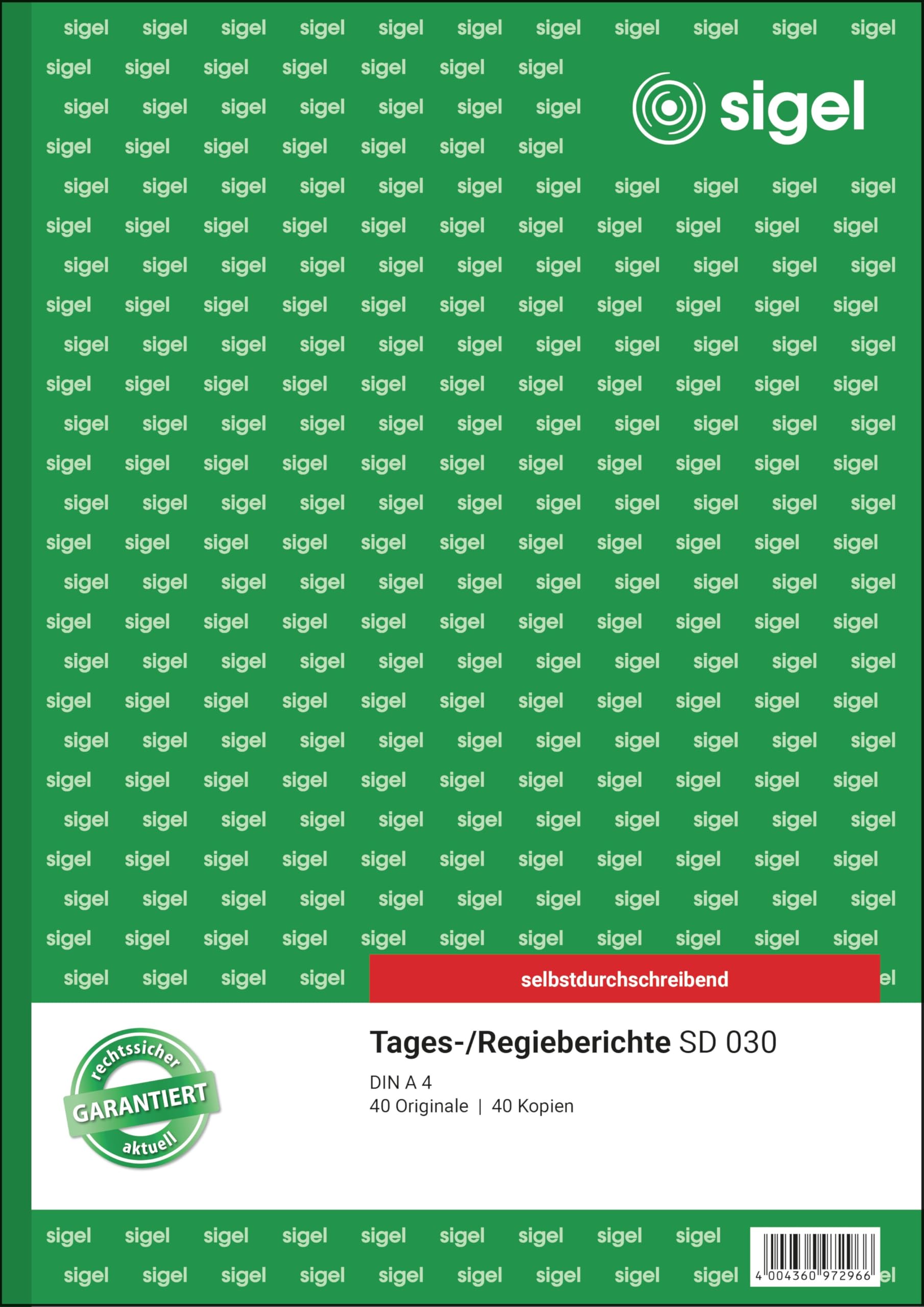 Sigel forms - reports A4 Carbon paper, 40 sheets 1 piece