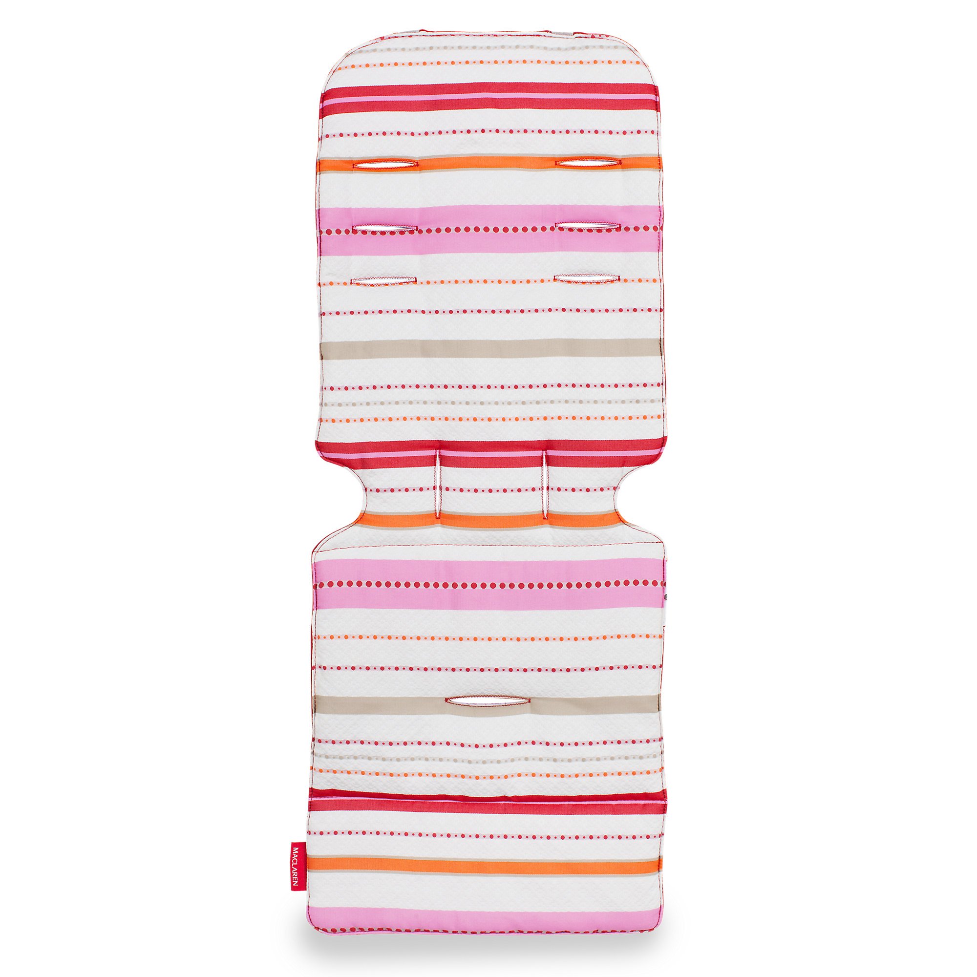 Maclaren Universal Seat Liner Marseilles Stripe Pink - Double-sided stroller accessory. Breathable, sweat absorbent and machine washable. Easy to attach/detach to all umbrella-fold pushchairs