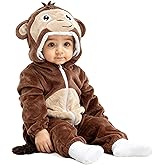 DarkCom Unisex Baby Monkey Costume Animal Onesie Toddler Hooded Romper Halloween Kids' Christmas Pajamas