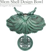 CHRISTOW Clam Shell Resin Bird Bath Garden Stand 80cm Green view 3