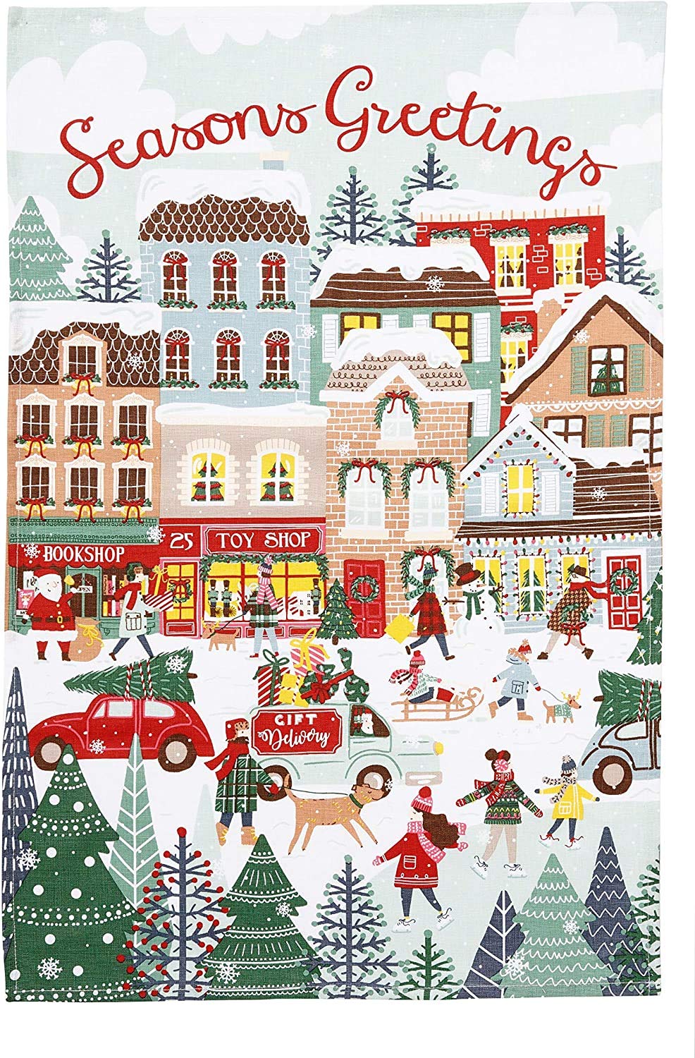 Ulster Weavers Cotton Tea Towel - Christmas Shopping (100% Cotton, Multicolour)