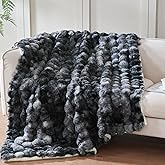 Serenhom 50x60 Inches Ultra-Soft Fuzzy Faux Fur Plush Throw Blanket - Thick, Warm Sherpa for Couch, Sofa, Bedroom, Camping - Decorative Blanket for Cozy Warmth, Bubble Black Tie Dye