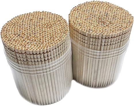 Amazon Com Makerstep Wooden Toothpicks 1000 Pieces Ornate Handle Sturdy Cocktail Picks Safe Large Round Storage Box 2 Packs Of 500 Party Appetizer Olive Barbecue Fruit Teeth Cleaning Art Crafts Cocktail Picks