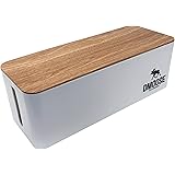 DMoose Cable Management Box Organizer - ABS material, Wooden Style - Hides Power Strips, Surge Protectors & Cords. Large Size for Entertainment Center, Home Office, Computers – Kids & Pet Friendly