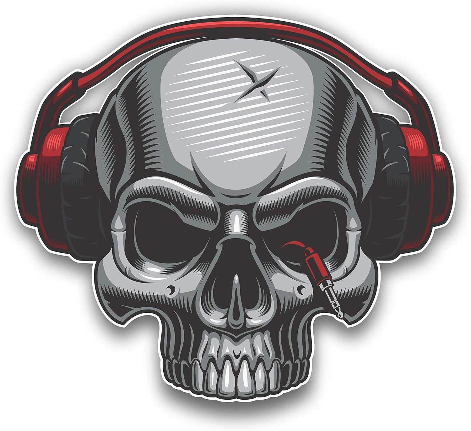 DJ Skull with Headphones Car Sticker Motorcycle Bicycle Skateboard Laptop Luggage Decals Bumper Stickers Waterproof
