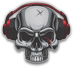 DJ Skull with Headphones Car Sticker Motorcycle Bicycle Skateboard Laptop Luggage Decals Bumper Stickers Waterproof