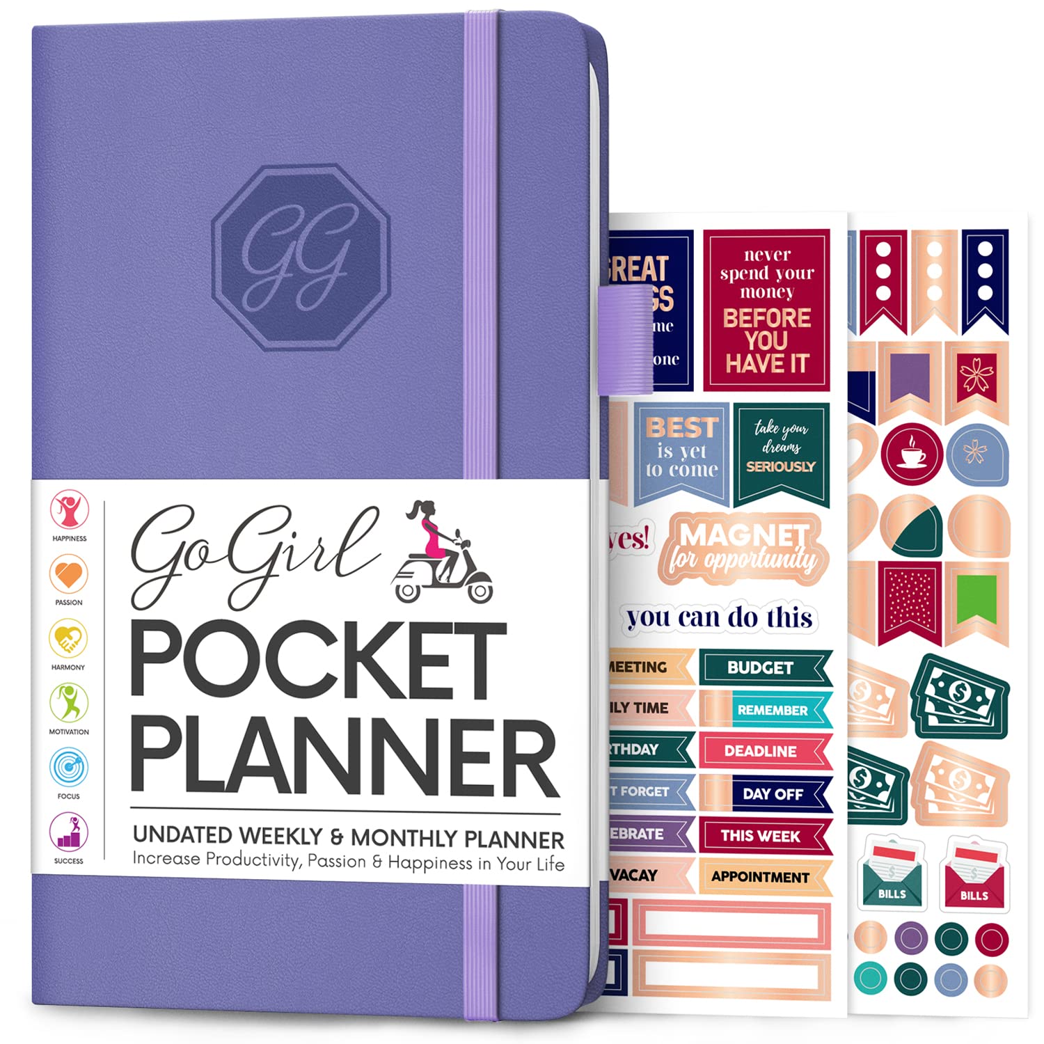 GoGirl Planner and Organizer for Women – Pocket Weekly Planner, Goals Journal & Agenda for Time Management & Productivity. Undated (Lavender) — image 1