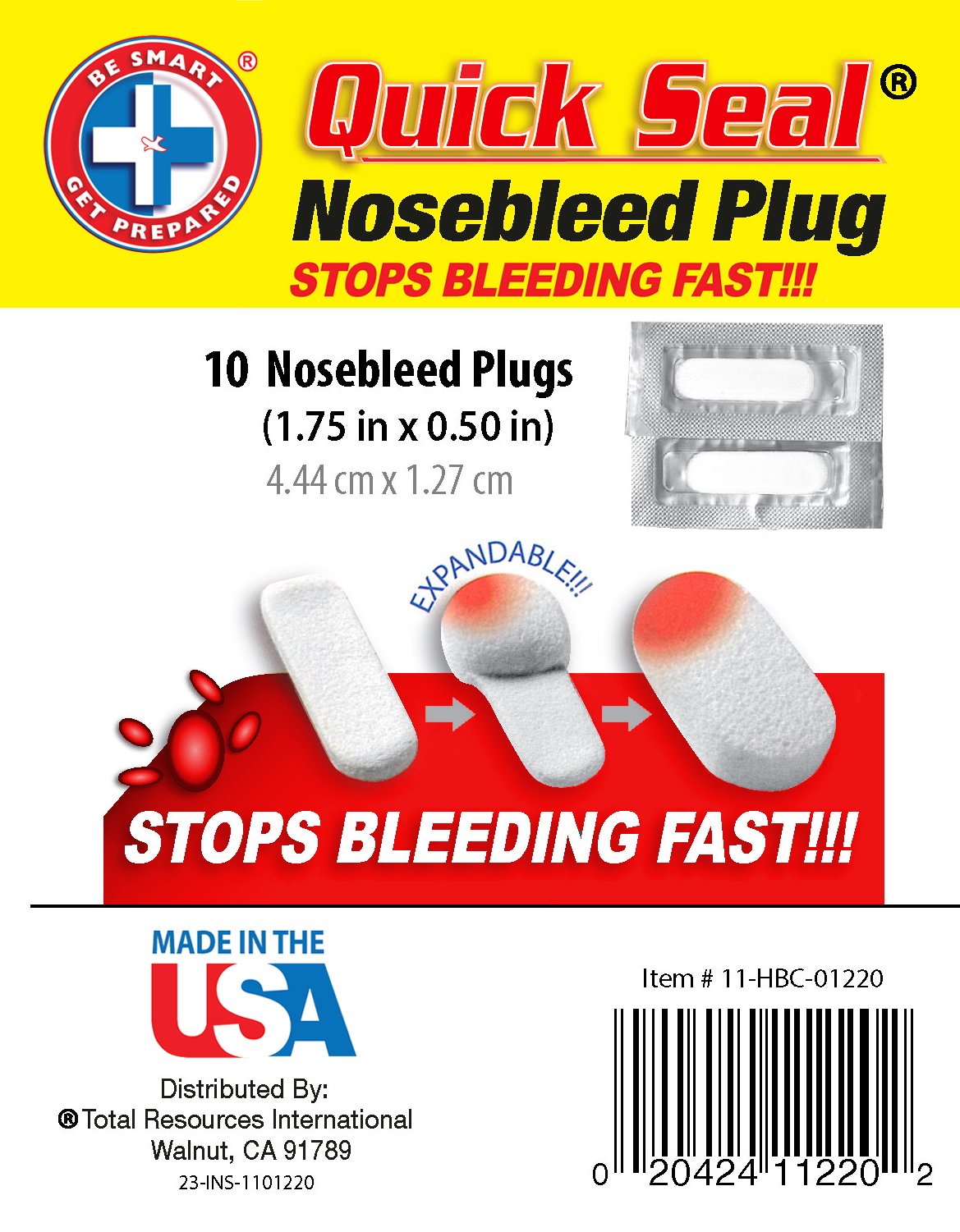 Be Smart Get Prepared Quick Seal Nosebleed Plugs 10 Plugs