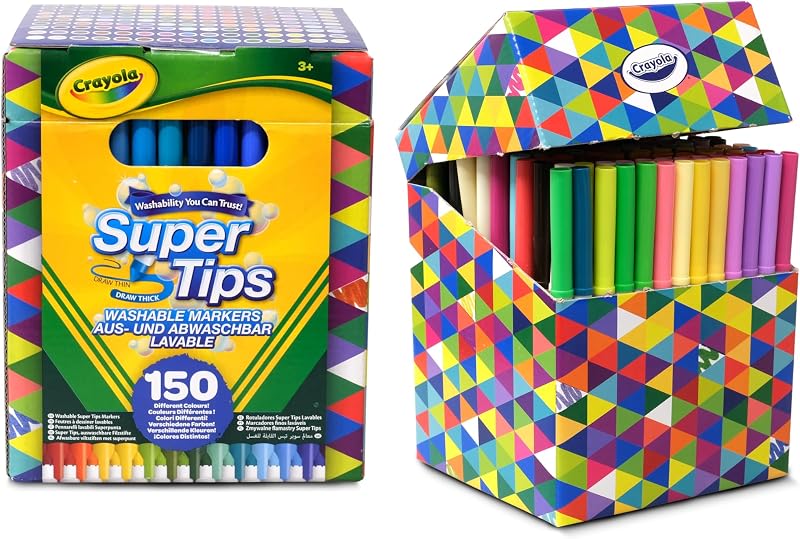 Crayola Super Tips Washable Markers 150 Pack Assorted Colours Medium Tip