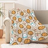 Cookies and Milk Blanket,Cute Chocolate Crackers Throw Blanket,Milk Cookie Flannel Blanket Gift for Boy Girl Kids,Fuzzy Warm Soft Plush Lightweight Bedding,Cookie Decors 40"x50" for Kids