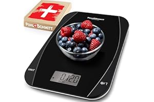 Pohl Schmitt Mechanical/Digital Food Kitchen Scale - Multi-Transducer Scale for Greater Precision with Auto Shut-Off (Batt. Incl.), Black