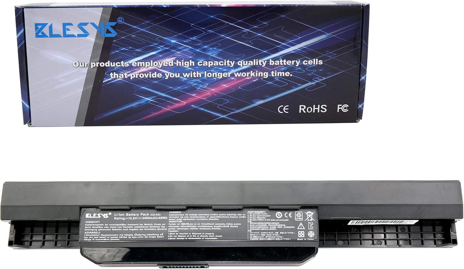 BLESYS 4400mAh A32-K53 A41-K53 Battery for ASUS K43 K43E K43S K53 K53E K53S K53SD K53SJ K53SV K53U K53Z X44H X53 X53E X53S X53U X54 X54C X54H X54L A43S A53 A53E A53S A53U Series A42-K53 Laptop 10.8V