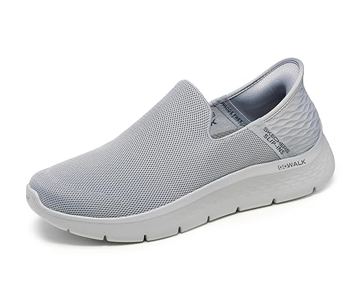 Skechers Men's Free Slip-Ins: Go Walk Flex No Hands Sneaker, Light Gray, 9.5