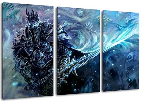 World of Warcraft 3-Teilig auf Leinwand, XXL riesige Bilder fertig gerahmt mit Keilrahmen, Kunstdruck auf Wandbild mit Rahmen