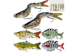 Pfeibk Multi Jointed Swimbait Saltwater Fishing Lures with Sharp Treble Hooks, Top Water Bass Fishing Lures Walleye Trout, Lifelike Slow Sinking Fish Bait Lures Kit Freshwater
