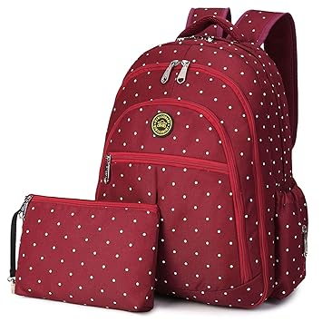 Qimiaobaby Diaper Bag Smart Organizer Waterproof Travel Diaper Backpack Handbag With Changing Pad And Stroller Clips And Carry Pouch Red Dots