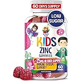 Zinc Gummies for Kids - Chewable Zinc Gummy Supplement for Children Immune Support - Low Sugar Natural Antioxidant Non-GMO Vitamin Chewables for Toddlers & Teens - 60 Gummies