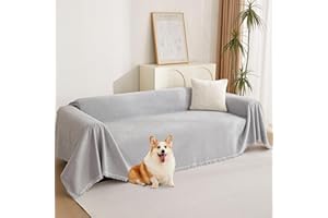 MYSKY HOME Sofa Cover for Dogs Washable for Loveseat Boho Couch Cover Cover for Sofa Couch Cover Blanket Couch Cover Thick Durable Tassel Water Resistant Furniture Protector, 71"x 118", Light Gery