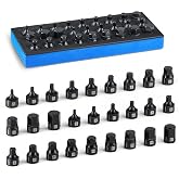 toolant 3/8-Inch Impact Hex Bit Socket Set, SAE/Metric, 27-Piece | S2 steel one-piece sockets feature anti-roll flats, pin holes, and laser-etched size markings