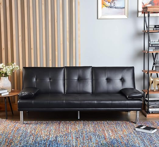 Amazon Com Convertible Sofa Bed With Middle Armrest Foldable