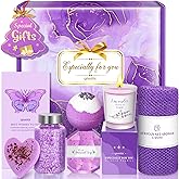 Qivatex Easter Gifts for Her, Bath Gift Set for Women, Birthday Gifts for Wife Women Sister Mom Auntie Grandma Friends, Relaxing Spa Self Care Lavender Bath Bombs Set﻿