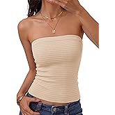 ZESICA Womens Summer Strapless Tube Tops 2026 Bandeau Off Shoulder Knit Top Slim Fit Crop Ruched Beach Vacation Outfits