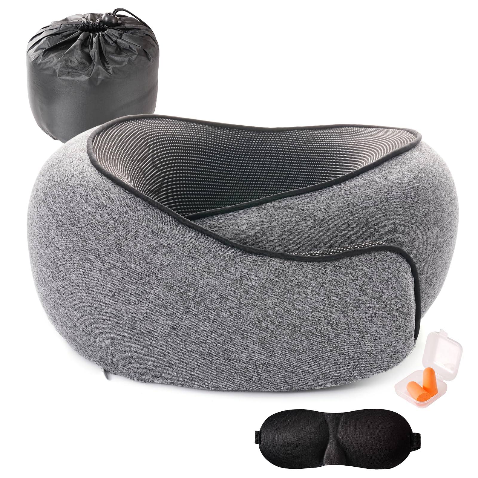 Photo 1 of Tri-tra Travel Pillow,Travel Neck Pillows for Airplanes,Comfortable Breathable Cover,Memory Foam 360 Degree Support Stowable Pillows,Ideal Accessory for Sleeping Offices and Cars(Gray)