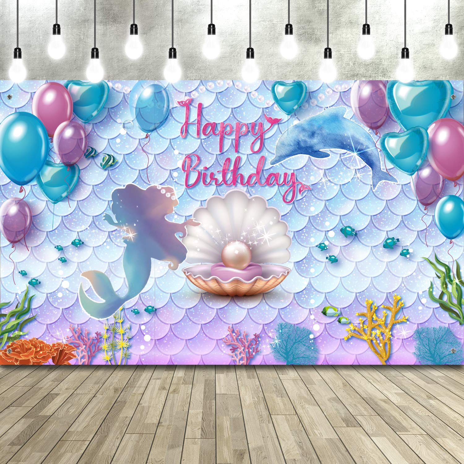 Under The Sea Little Mermaid Birthday Party Backdrop Girl Princess Mermaid Scales Birthday Photo Booth Backdrop Purple Blue Mermaid Pearl Whale Background Banner For Birthday Party Decor 71 X 43 Inch Buy