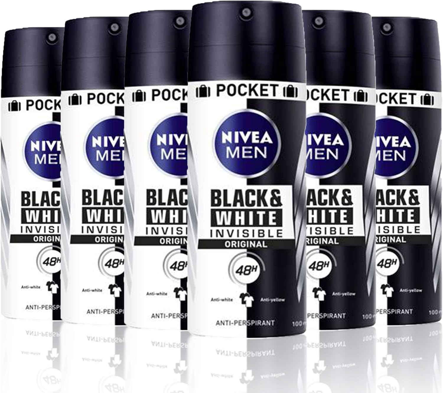 Nivea Deodorant (Black & White Men) 6 x 100ml (Total 600 ml.) Amazon