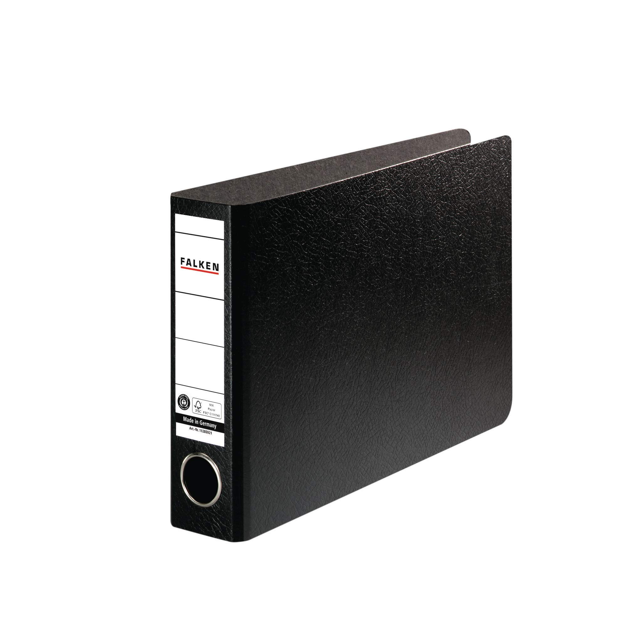 Original Falken folder special format hardboard. Made in Germany. 5 cm narrow DIN A5 landscape black statement ring binder file folder letter file office folder cardboard folder slotted folder Blue Angel