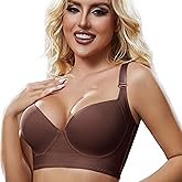 Simpyiss Super Push Up Bra Smoothing Back Fat Bra with Support Comfortable Seamless T Shirt Bra (34B-46DD)