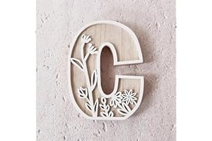 5 Inch Layered Wooden Letters for Wall Decor Decorative, Flowered Paintable Wooden Letters for Craft Wood Alphabet Standing L