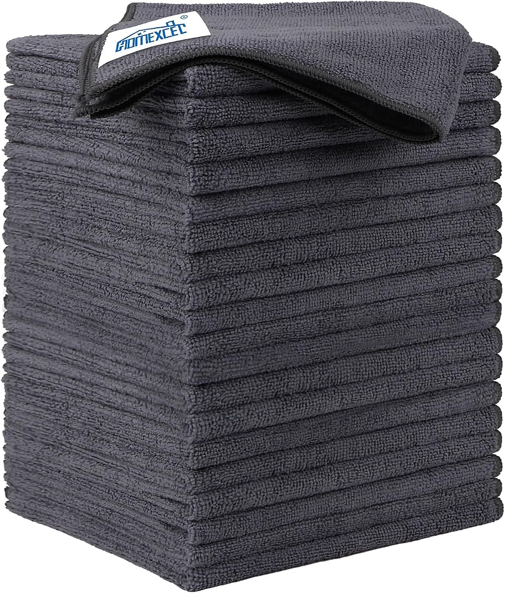 HOMEXCEL Microfibre Cloth 20 Pack 30x30 cm Grey Ultra Absorbent Streak Free