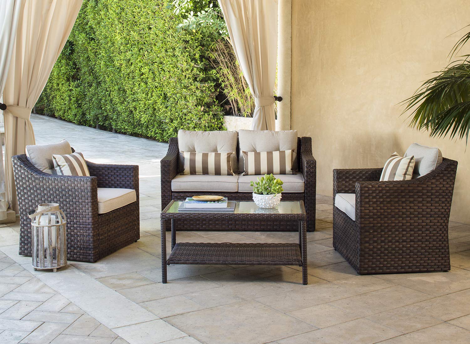 SOLAURA Outdoor Patio Furniture Set 4Piece Conversation Set All
