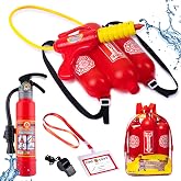 Born Toys Firefighter Costume, Water Gun Backpack for Kids, 5-Piece, 3+ | Includes Toy Fire Extinguisher, Backpack Water Gun, Whistle &amp; Storage Bag, Outdoor Summer Toy Gift for Kids