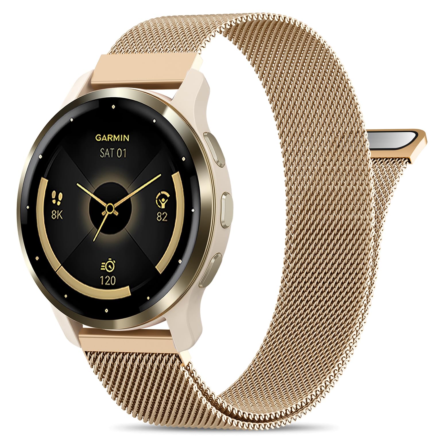 EverAct 18mm Metal Magnetic Compatible with Garmin Venu 3S Watch Band 41mm/Venu 4 41mm/Venu 2S/Vivoactive 4S/Vivomove 3S/Forerunner 255S 265S, Quick Release Stainless Steel Mesh Strap for Women Men