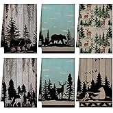 Bencailor 6 Pcs Decorative Kitchen Hand Towels Set Farmhouse Vintage Kitchen Dish Towels for Cabin Home Bathroom (Vintage Color,Elk Style)