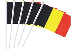 KIND GIRL 25 Pack Hand Held Small Mini Flag Belgium Flag Belgian Flag Stick Flag Round Top National Country Flags,Party Decorations Supplies For Parades,World Cup,Festival Events ,International Festival