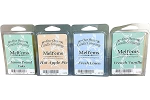 Our Own Candle Company Premium Wax Melt, Apple Pie, French Vanilla, Fresh Linen, and Lemon Poundcake, Everyday Variety Pack, 6 Cubes, 2.4 oz (4 Pack)