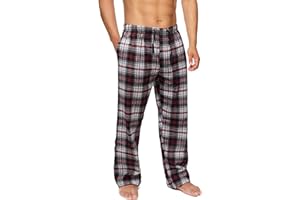 Active Club Men’s Flannel Pajama Pants – Soft Sleep & Lounge Pants with Pockets & Adjustable Drawstring – Plaid Bottoms