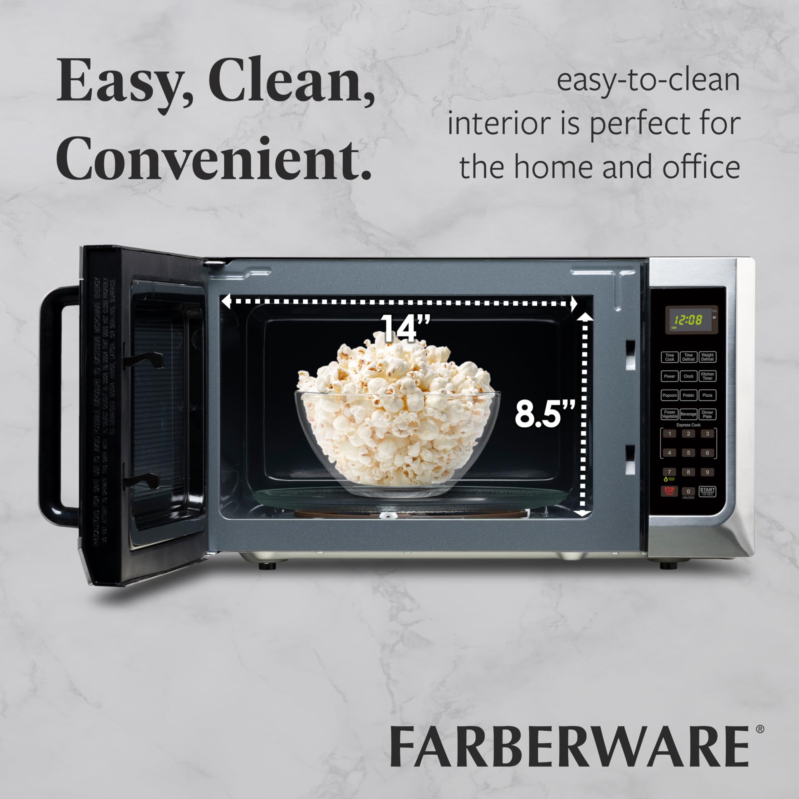 Farberware Countertop Microwave 1100 Watts, 1.3 cu ft - Microwave Oven With LED Lighting and Child Lock - Perfect for Apartments and Dorms - Easy Clean Stainless Steel