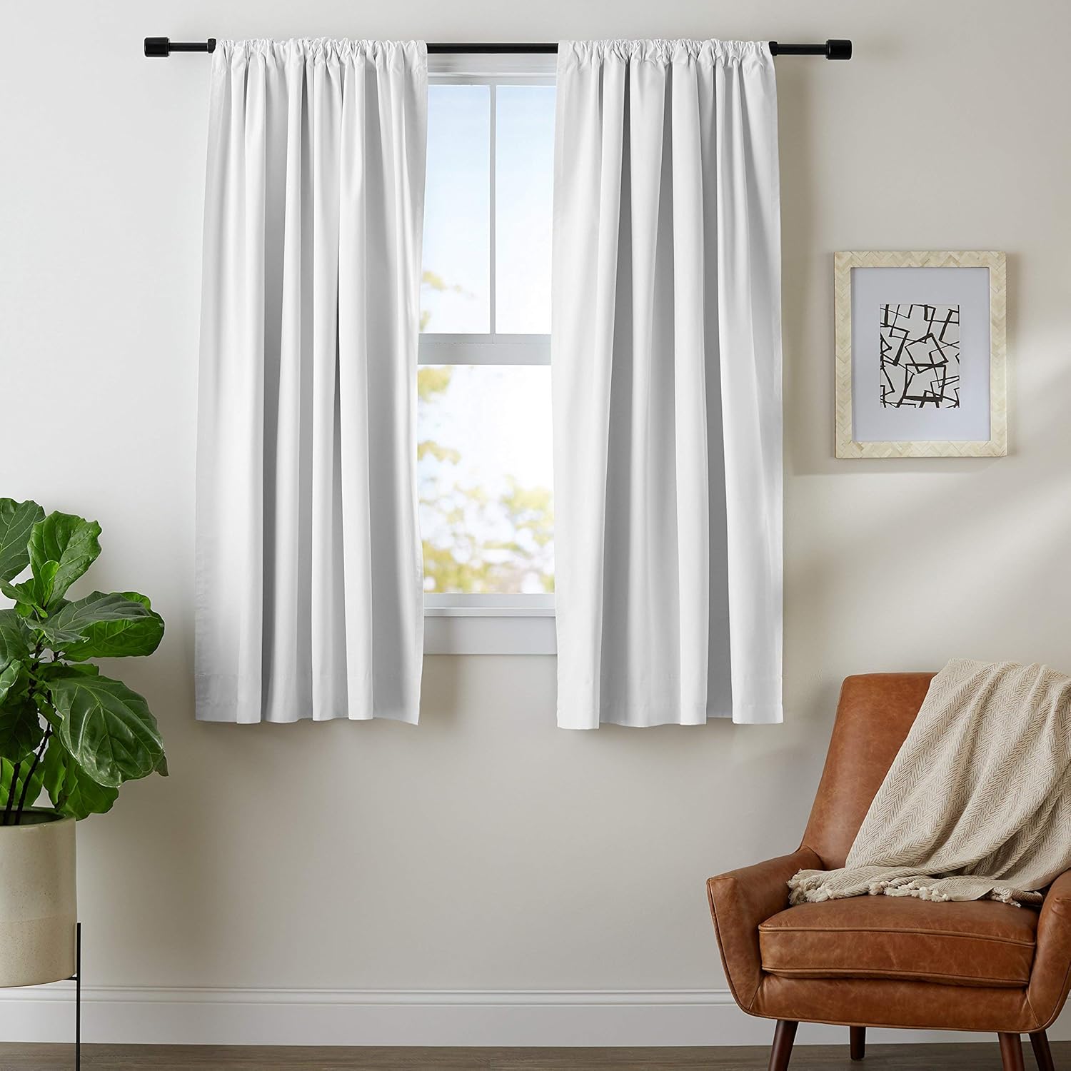 Buy AmazonBasics Solid Window Curtains with Tie Backs, 5.25 Feet, White