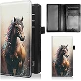 BFSEROBJ Checkbook Covers for Personal Checkbook Duplicate Checks RFID Blocking Checkbook Cover for Women Men with Elastic Strap Card Slots Pen Holder - Horse